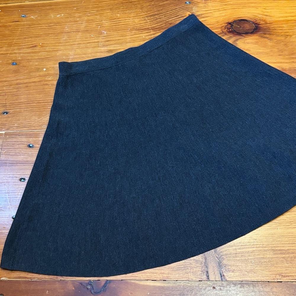 EILEEN FISHER XS Charcoal 100% Merino Wool A-Line Skater Skirt